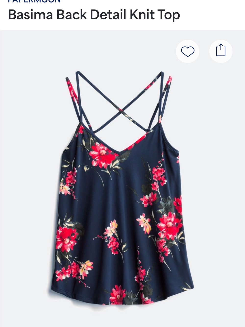 Stitch Fix | Papermoon Basima Back Detail Knit Floral Strappy Tank Top
